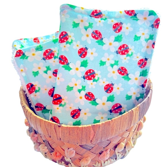 Hand Crafted Ladybug Print Colorful Cotton Terry Cloth Reusable UnPaper Towels - Picture 3 of 7